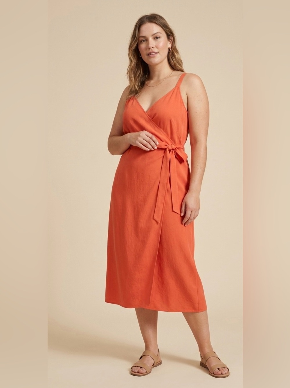 Everlane The Japanese GoWeave Cami Wrap Dress in Orange - Size 10